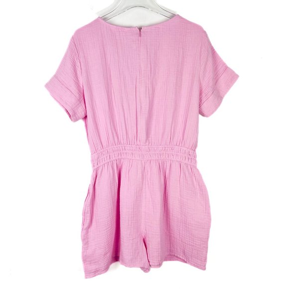 NWT Stitch Fix Market & Spruce Trini Short Sleeve Gauze Romper Pink Size Large L - Picture 10 of 14